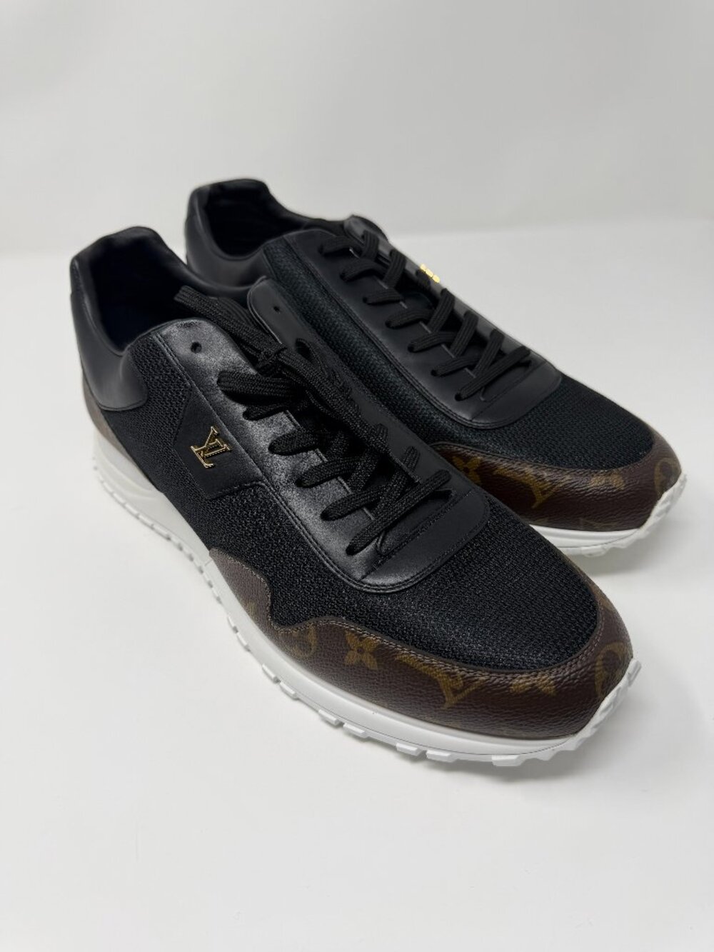 Louis Vuitton Black Monogram Run Away Luxury Sneakers Shoes Size US 10.5
